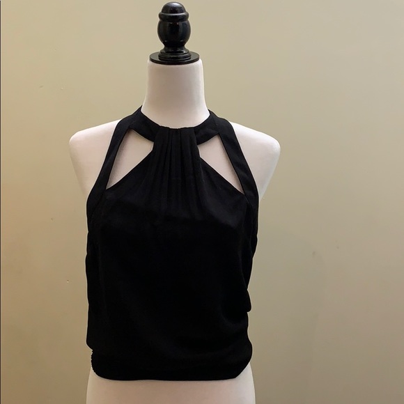 Bebe black halter top sleeveless cut out blouse - Picture 2 of 8